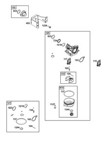 Carburetor Group Diagram and Parts List for 08P602-0019-H5 020000 - 09Z999 Briggs and Stratton Engine